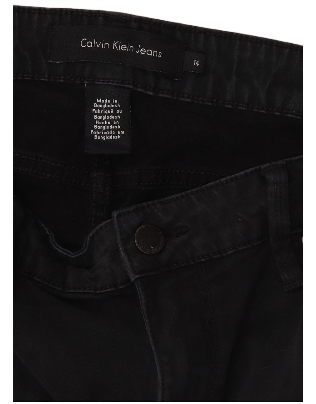 CALVIN KLEIN Damskie jeansy slim US 14 XL W34 L32 Czarne bawełniane