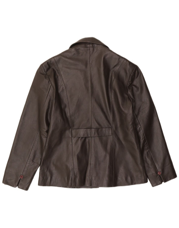 Fionte Damska skórzana marynarka zapinana na 4 guziki UK 16, duża brązowa skóra