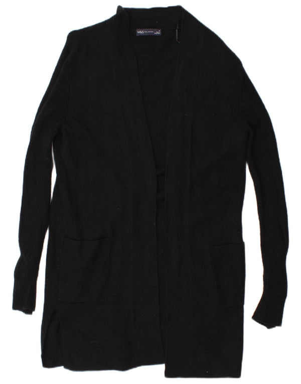 Marks & Spencer Damski sweter rozpinany o długim kroju, UK 8, mały, czarny