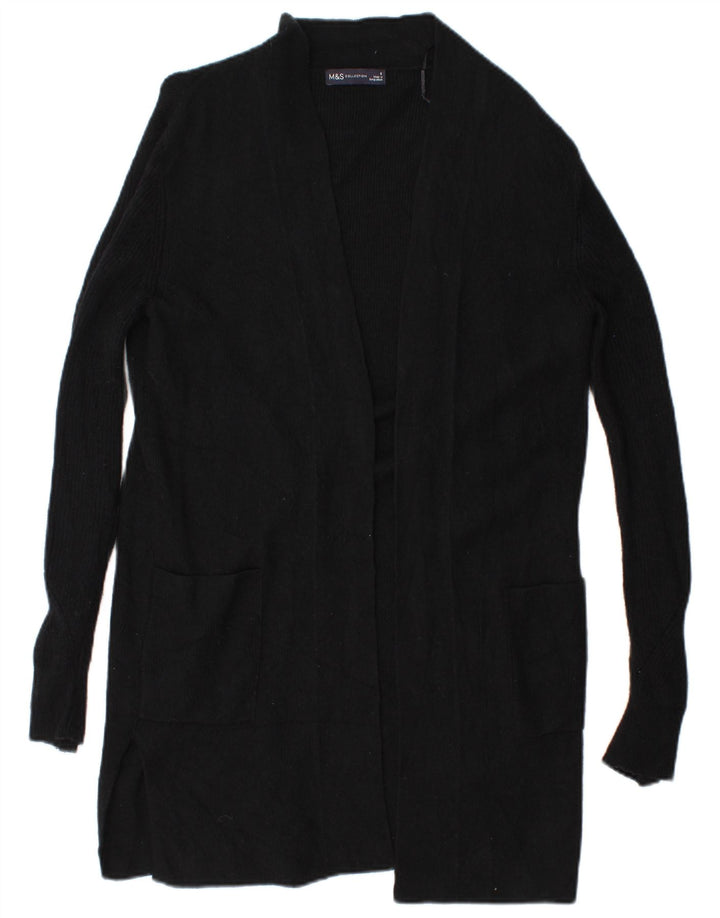 Marks & Spencer Damski sweter rozpinany o długim kroju, UK 8, mały, czarny
