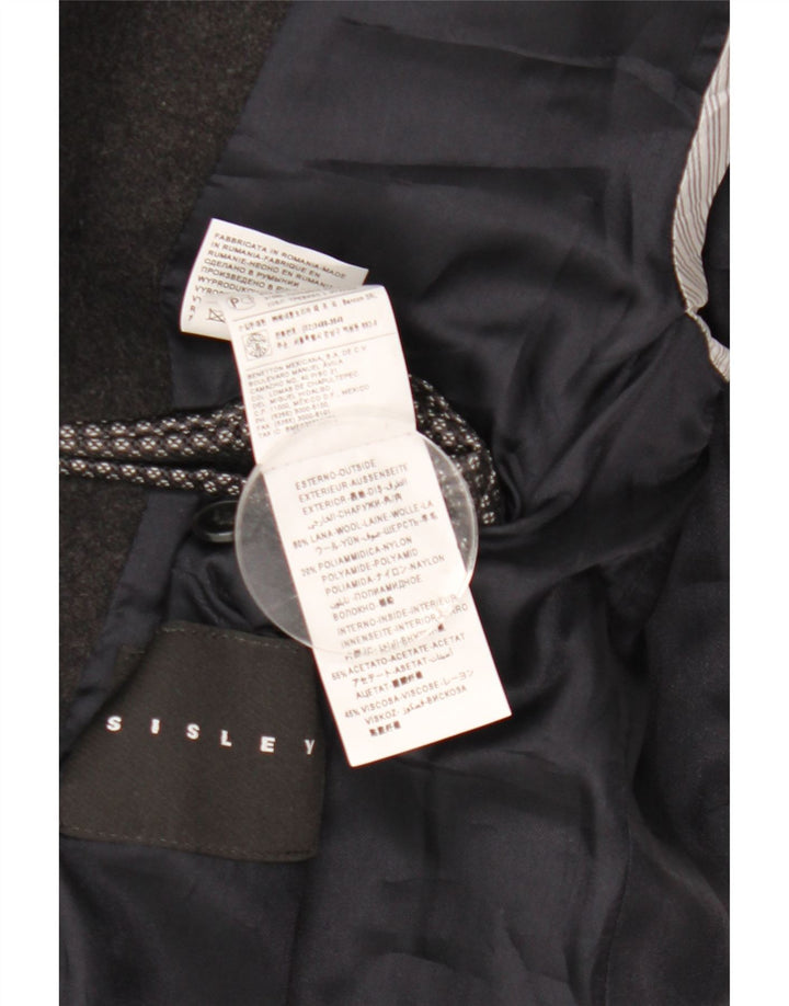 Płaszcz męski marki Sisley IT 50, duży, czarny, wełniany