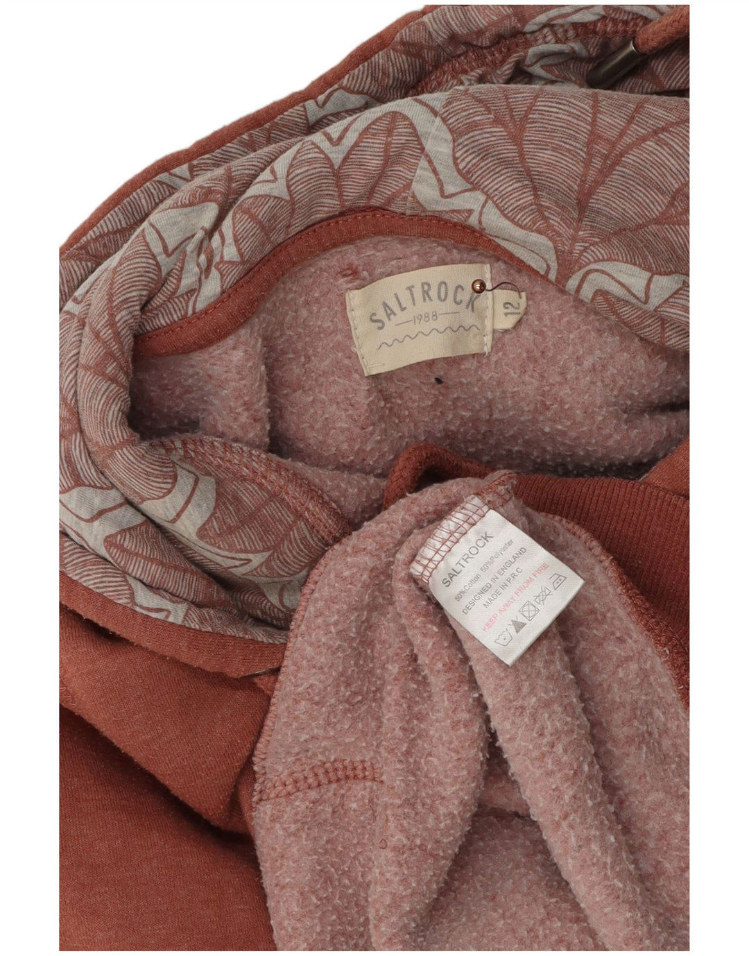 Damski sweter z kapturem i grafiką SALTROCK UK 12, średni bordowy, nakrapiany bawełniany
