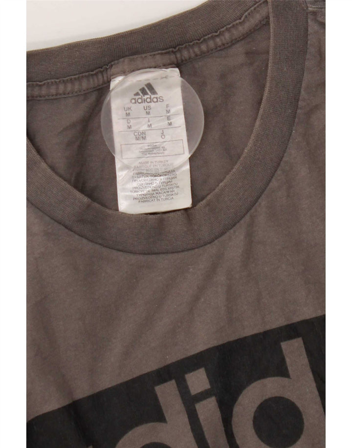 Męska koszulka z grafiką Adidas, średnia, szara bawełna