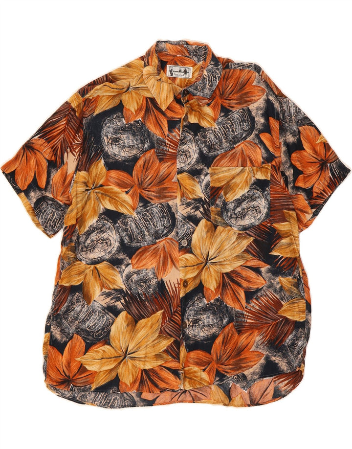 VINTAGE Mens Short Sleeve Shirt Large Multicoloured Floral Vintage Vintage and Second-Hand Vintage from Messina Hembry 