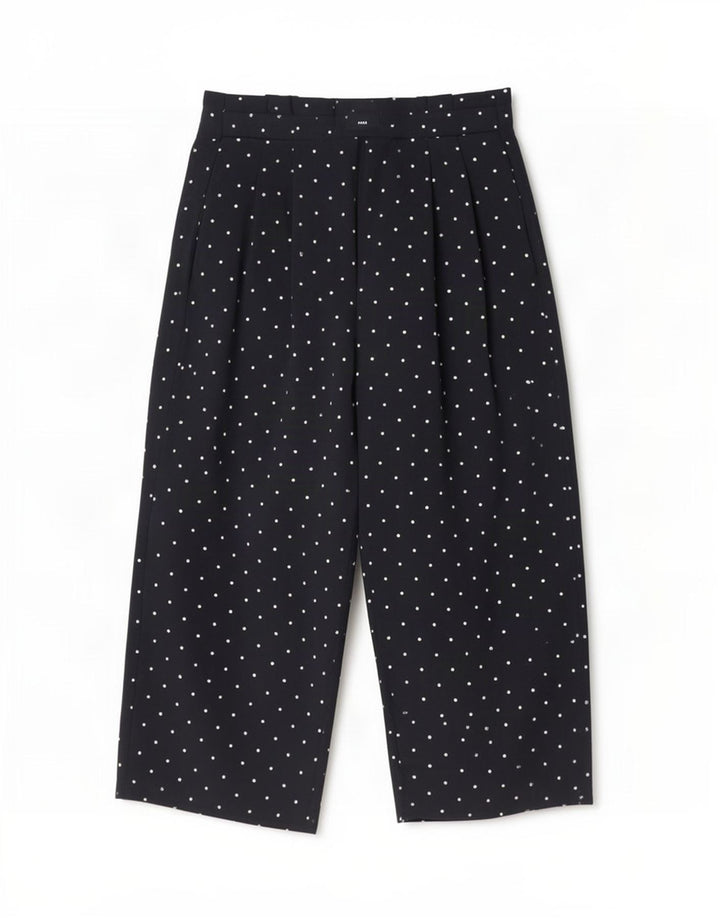Spodnie damskie Zara Pegged Capri, małe, W26 L20, granatowe, poliestrowe w cętki