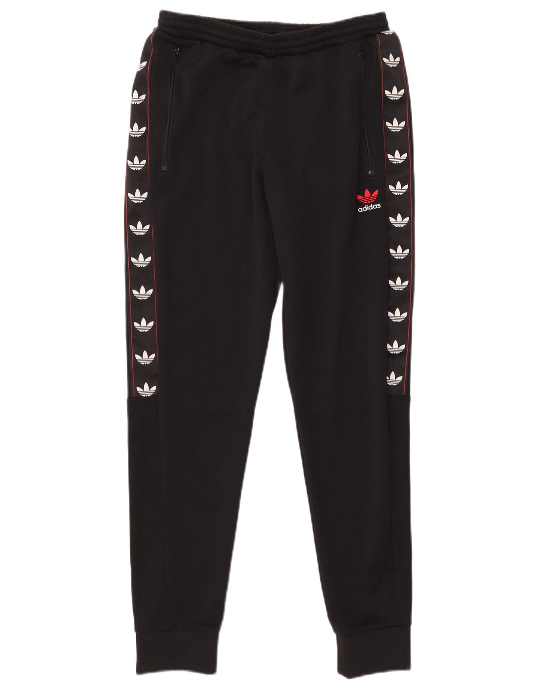 Męskie spodnie dresowe Adidas z grafiką, małe, czarne, poliestrowe