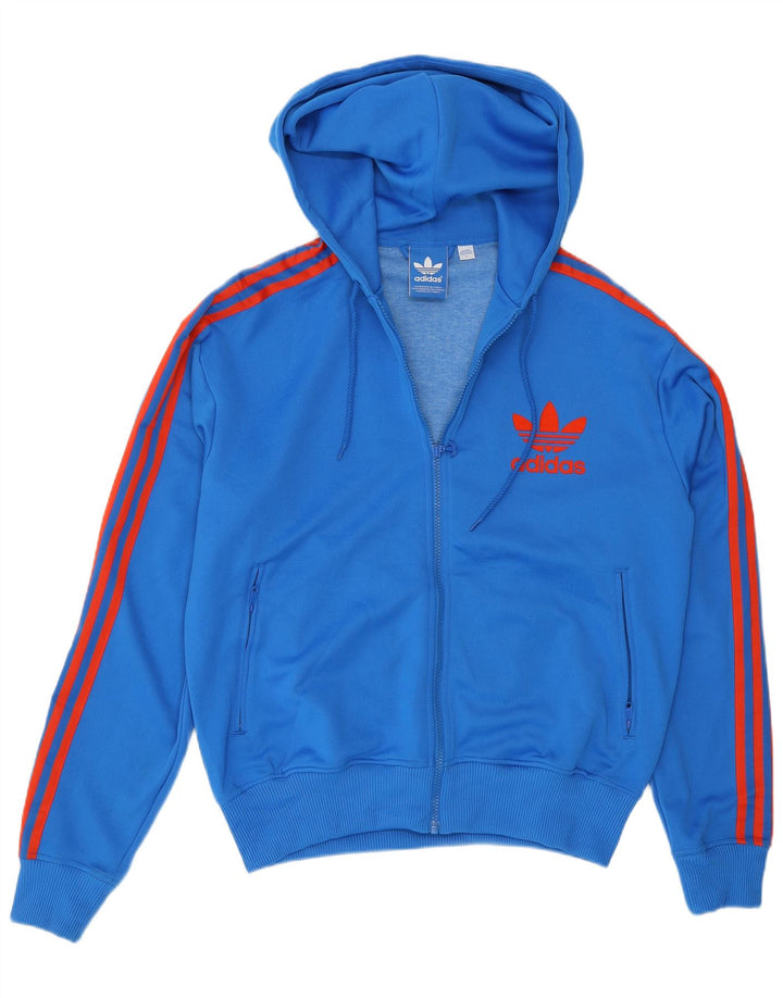 Adidas Męski sweter z kapturem i zamkiem błyskawicznym, duży niebieski poliester