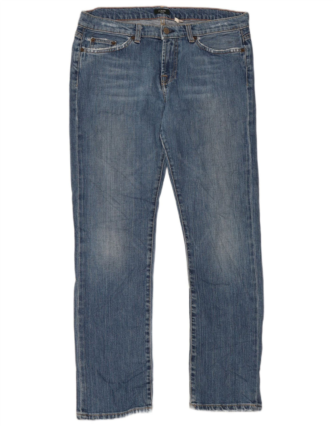J. CREW Damskie proste dżinsy US 10 duże W34 L29 niebieskie