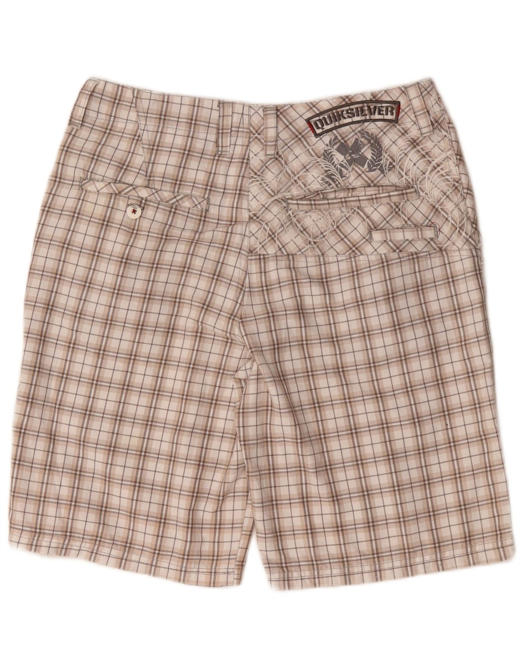 Męskie spodenki chino Quiksilver z grafiką, średnie W32, beżowy poliester w kratkę