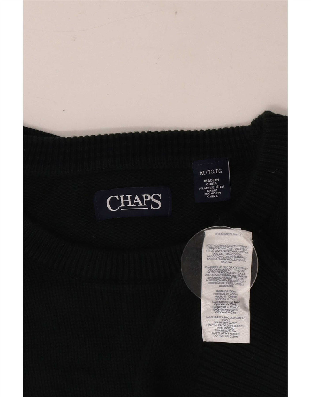 Męski sweter z wycięciem pod szyją Chaps XL, zielona bawełna