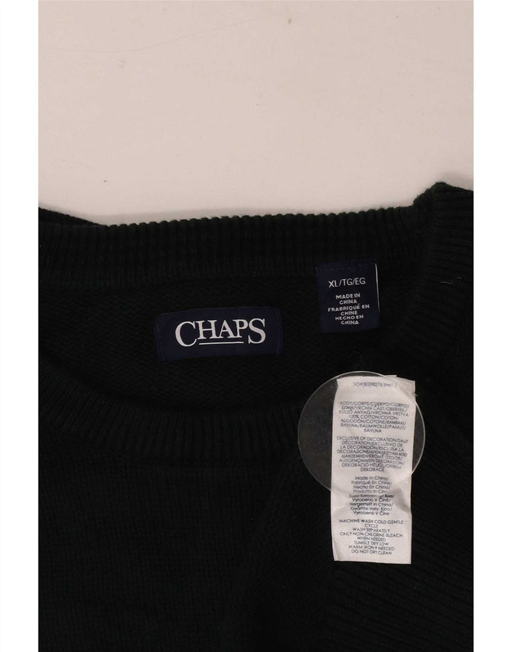 Męski sweter z wycięciem pod szyją Chaps XL, zielona bawełna