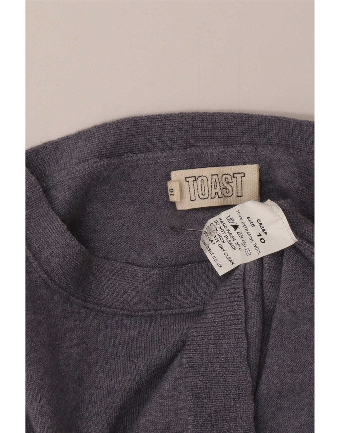 Damski sweter Toast z dekoltem w łódkę UK 10 Small Blue Wełna