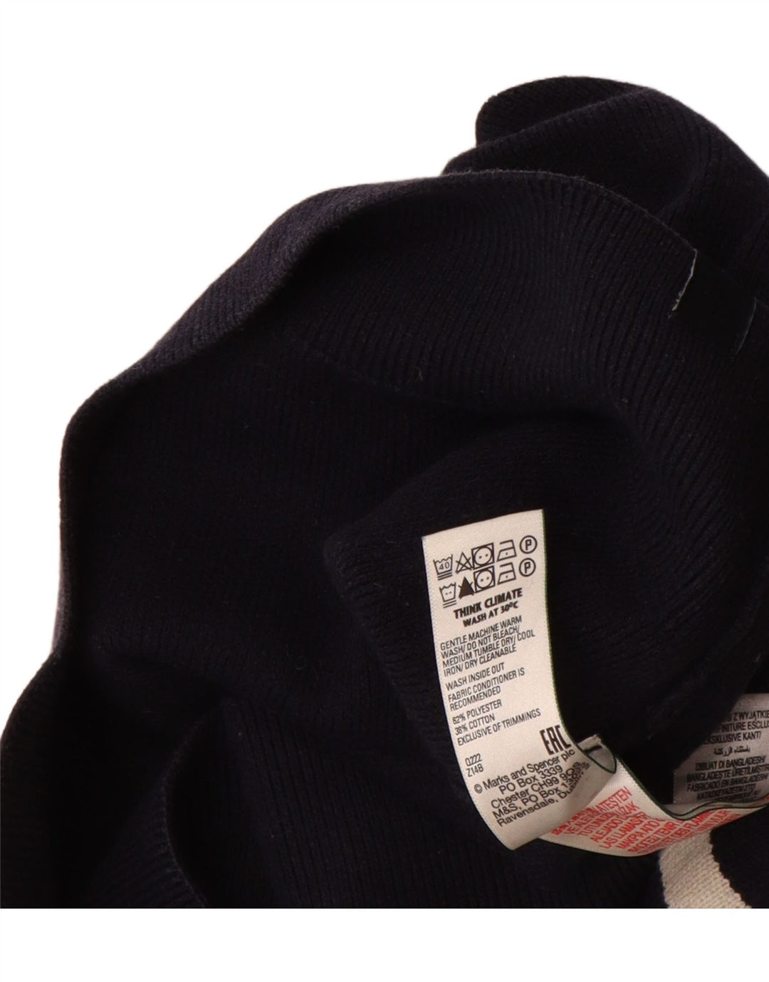 Marks & Spencer Męski sweter zapinany na zamek, duże granatowe paski