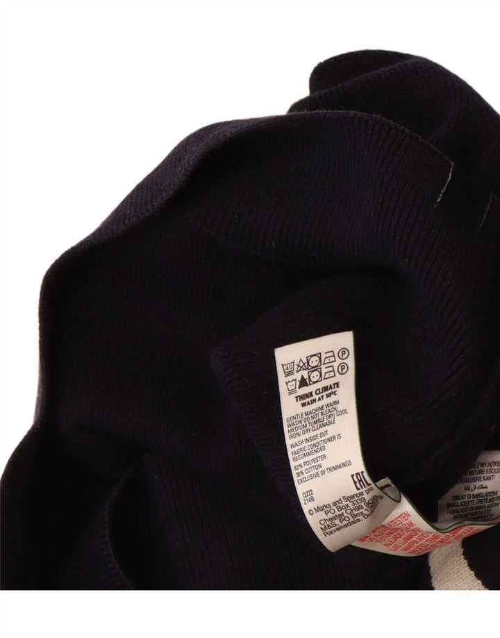 Marks & Spencer Męski sweter zapinany na zamek, duże granatowe paski