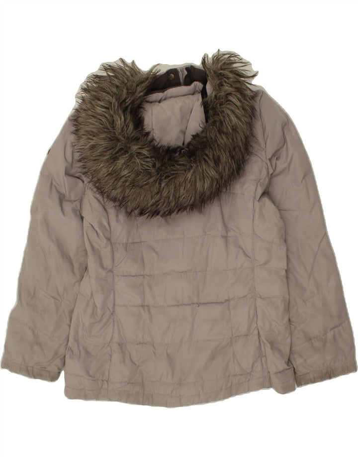 CALVIN KLEIN Womens Hooded Windbreaker Jacket UK 12 Medium Grey Polyester Vintage Calvin Klein and Second-Hand Calvin Klein from Messina Hembry 