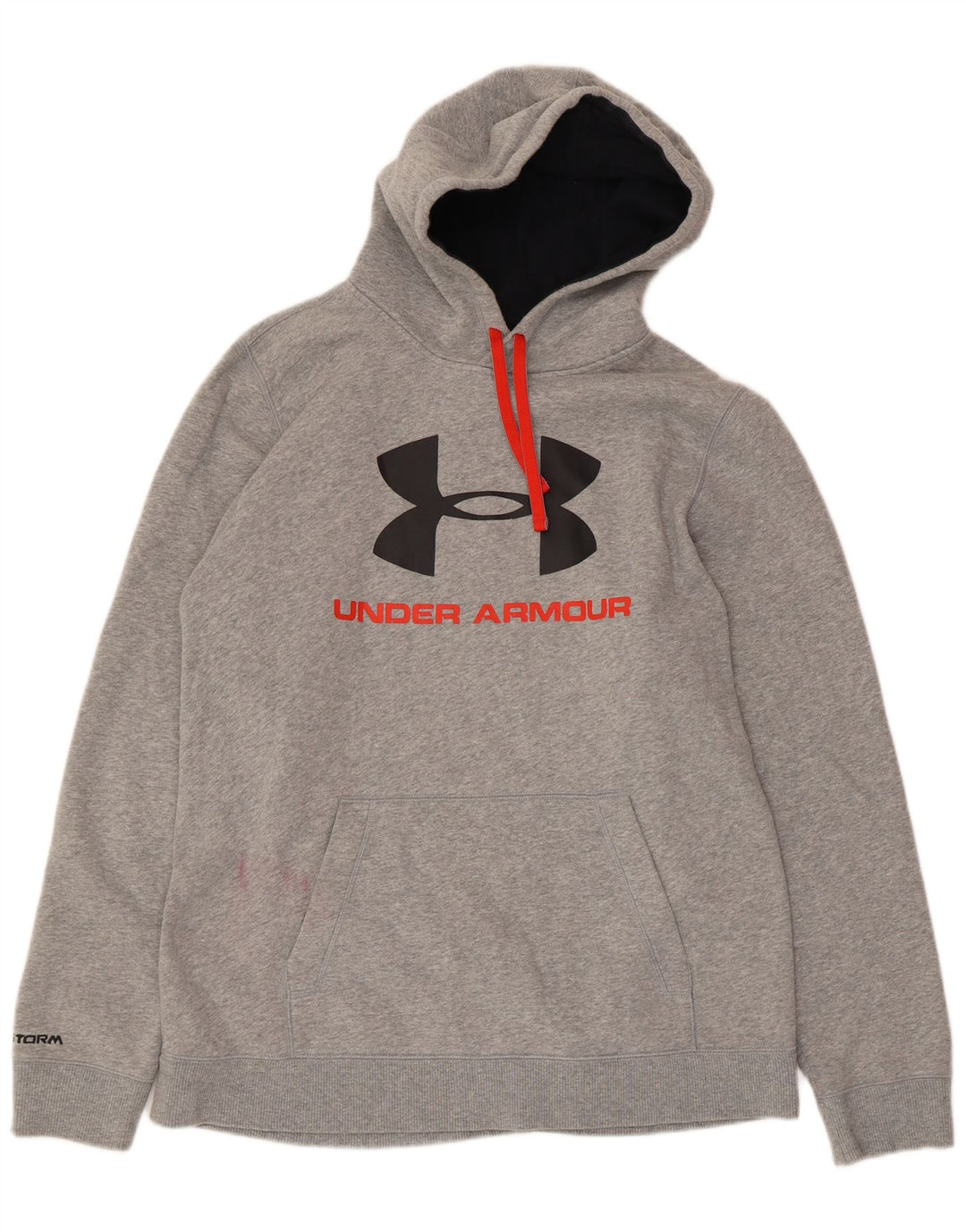 Męski sweter z kapturem i grafiką UNDER ARMOUR, duży, szary, z bawełny w cętki