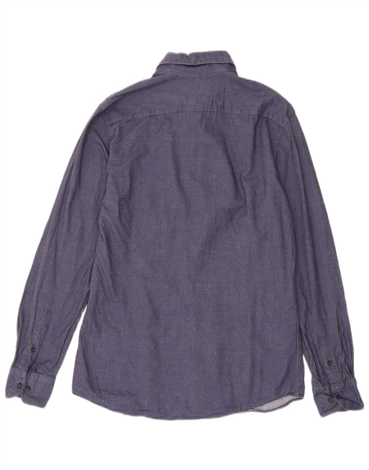 Koszula męska Massimo Dutti, średnia, granatowa, bawełniana