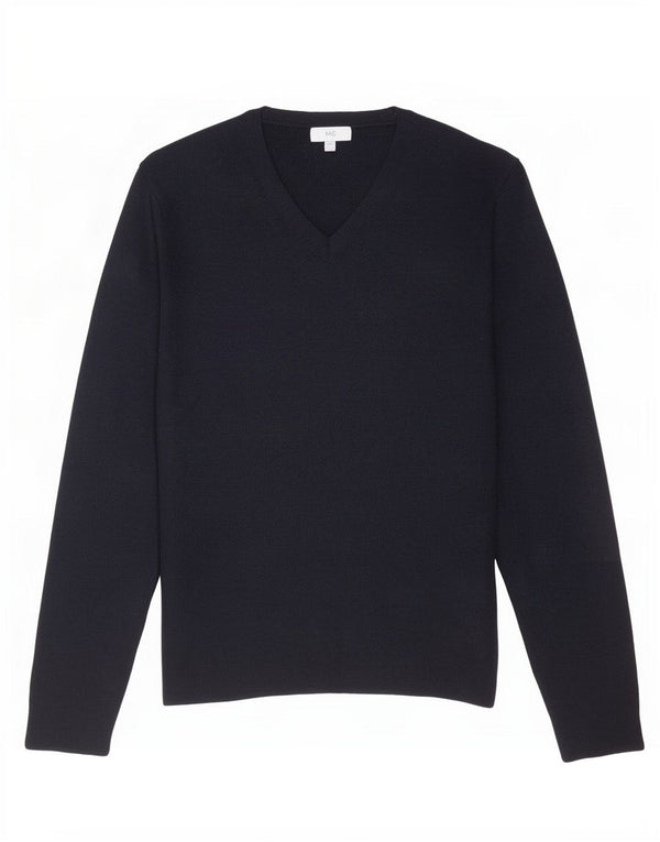 Sweter damski Marks & Spencer z dekoltem w kształcie litery V, UK 16, duży, czarny, wiskoza