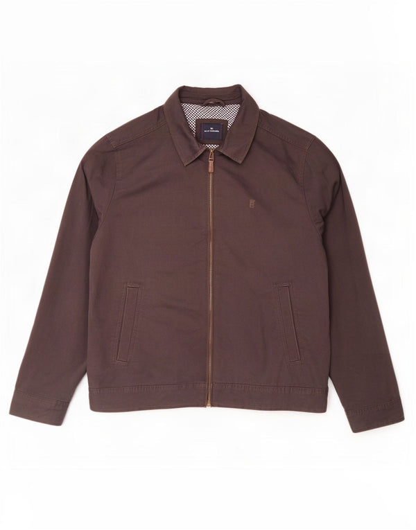 Marks & Spencer Męska niebieska kurtka bomber Harbor UK 42 XL, brązowa, bawełniana