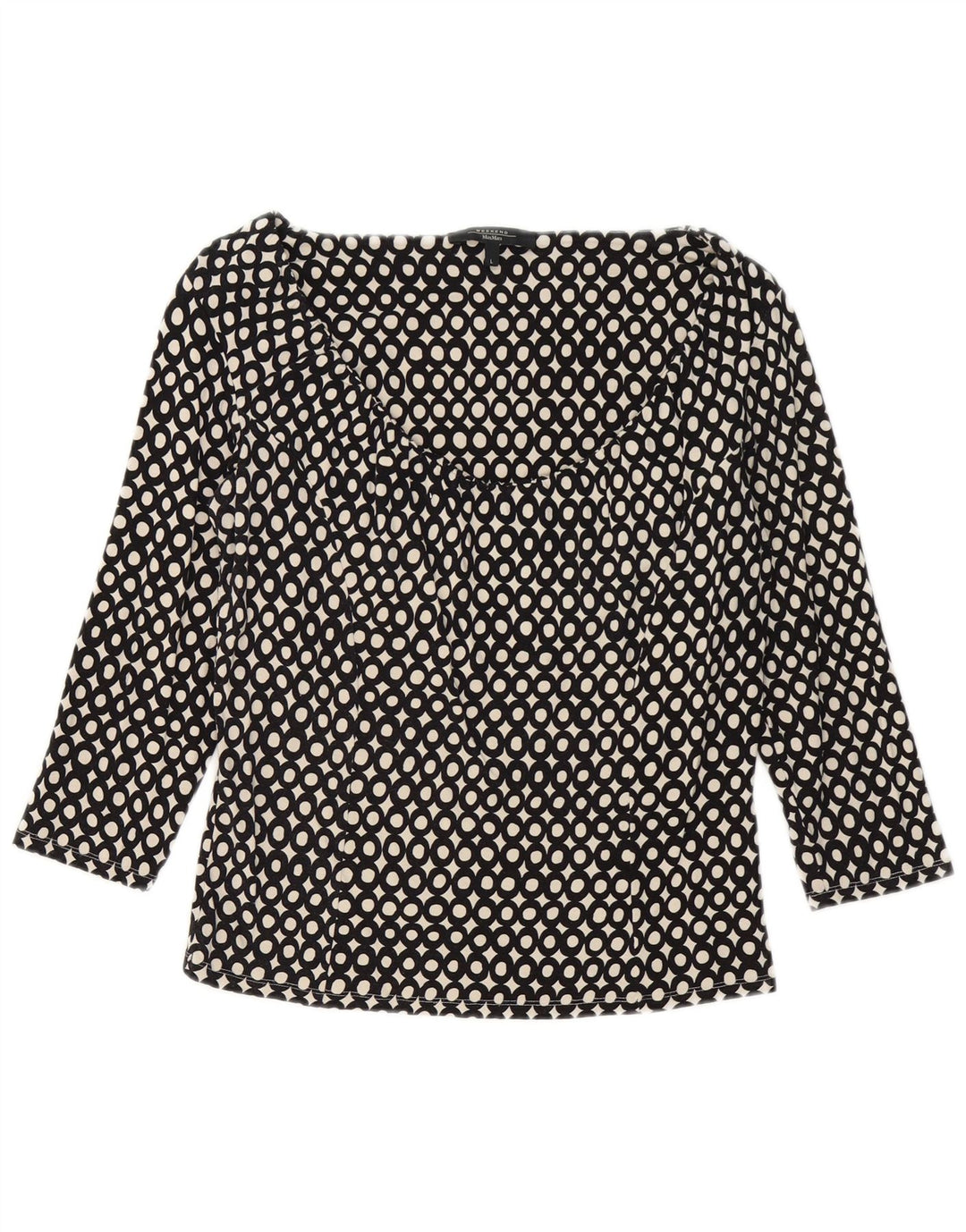 Damski top weekendowy Max Mara z rękawem 3/4, UK 14, duży, czarny, geometryczny, wiskoza
