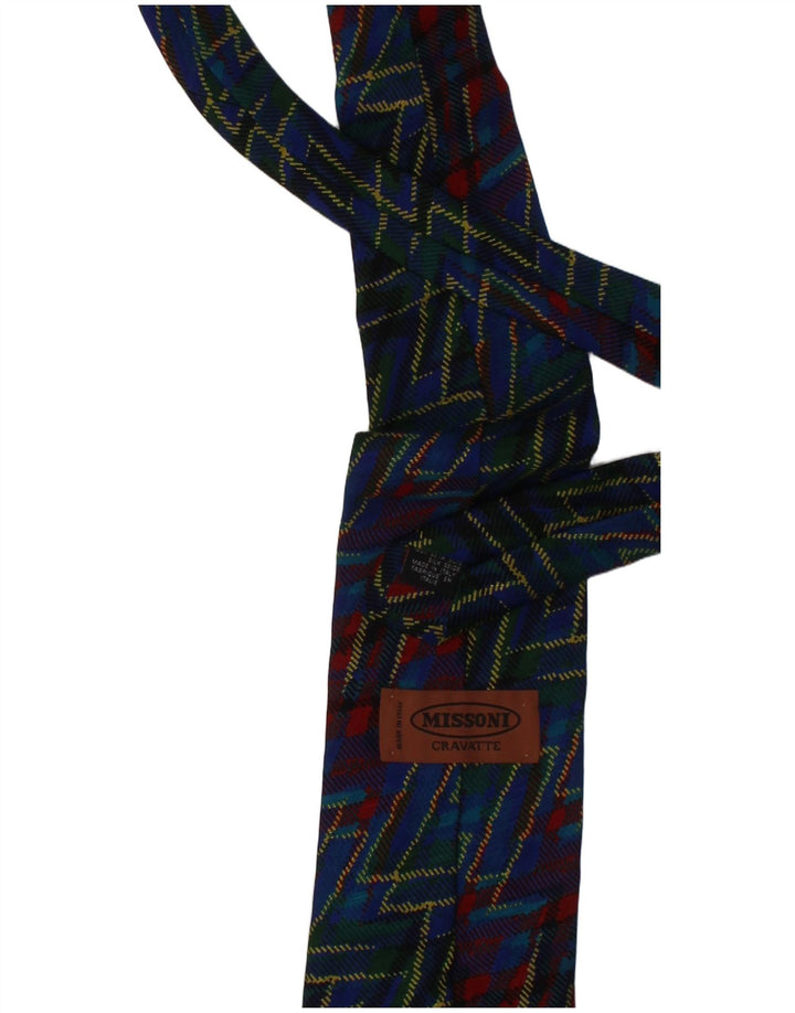 Krawat męski Missoni w jednym rozmiarze, granatowy, geometryczny, jedwabny