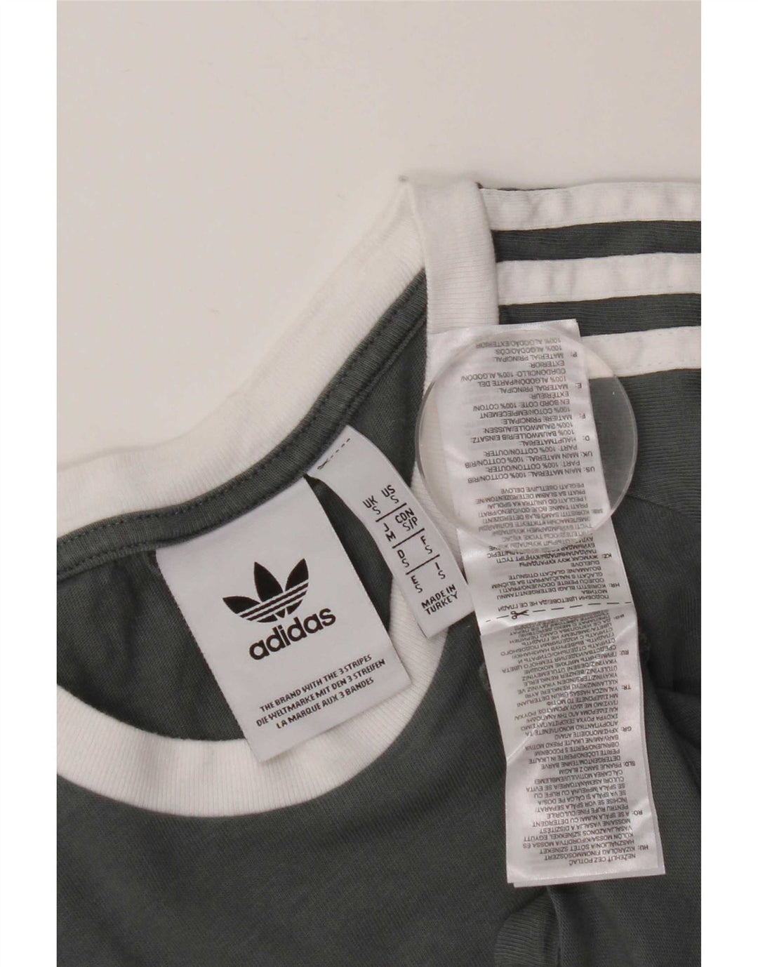 Adidas Męska koszulka Top, mała, szara, bawełniana z blokami kolorów
