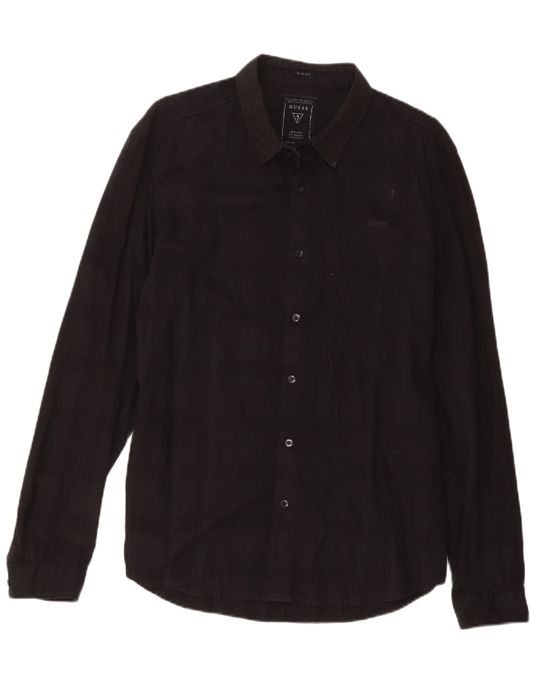 Koszula męska Guess Slim Fit, duża, czarna, bawełniana w kratę
