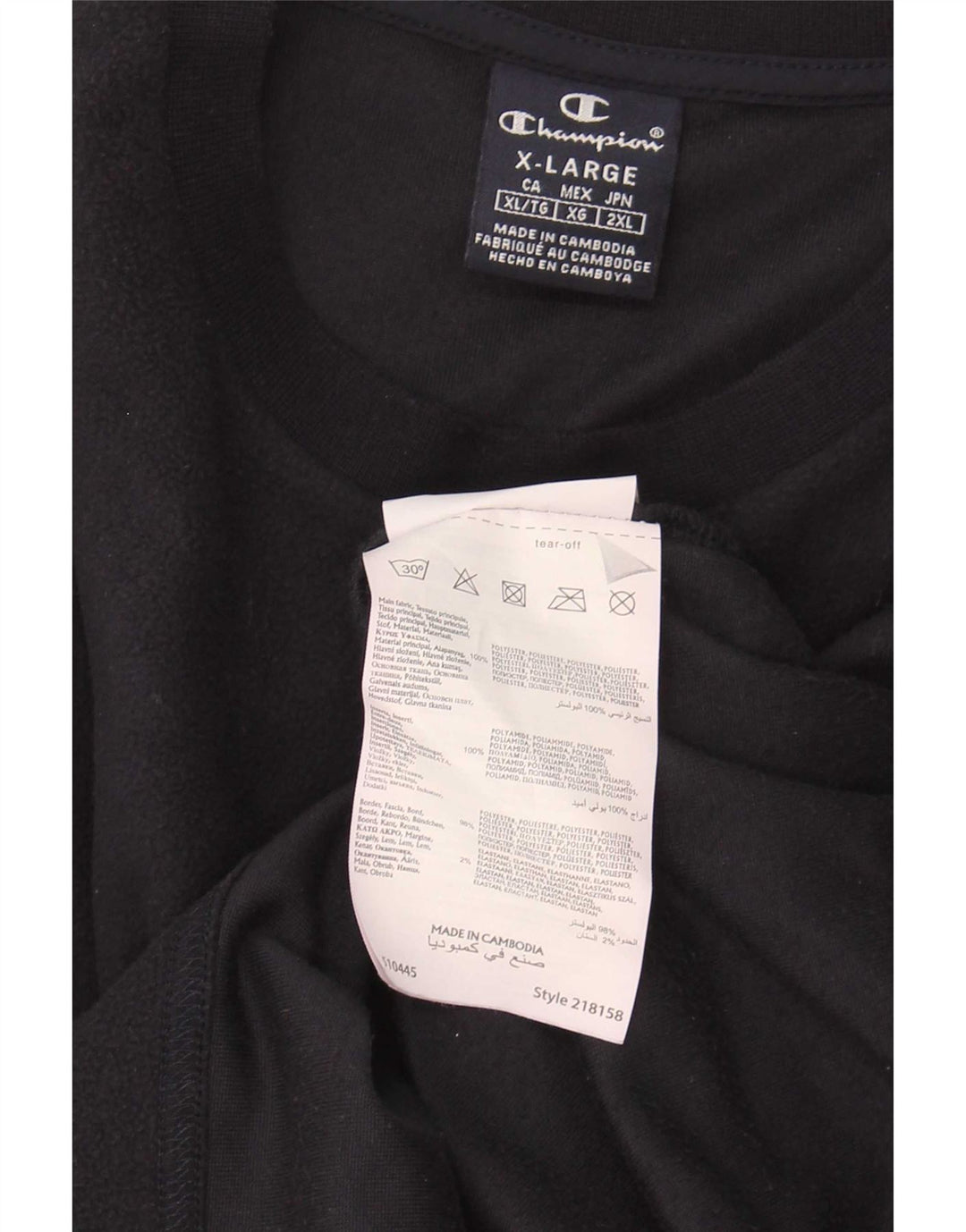 Męski sweter polarowy Champion Graphic XL, granatowy, poliester z blokami kolorów