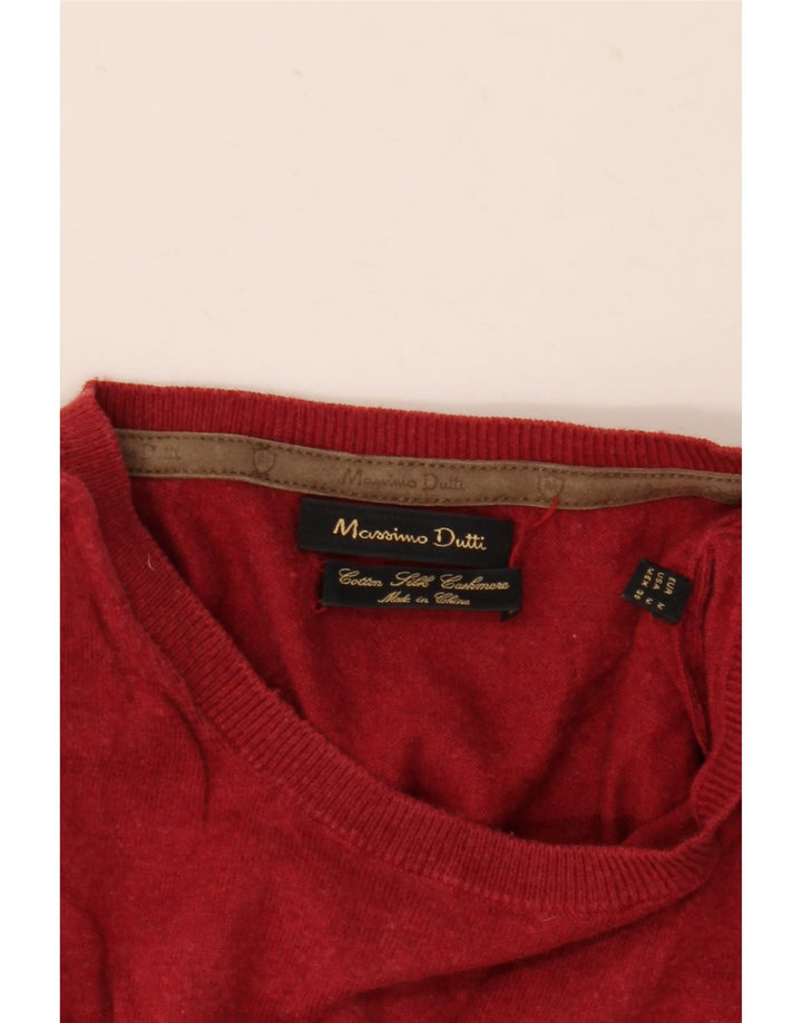 Męski sweter z okrągłym dekoltem Massimo Dutti, średnioczerwony, bawełniany