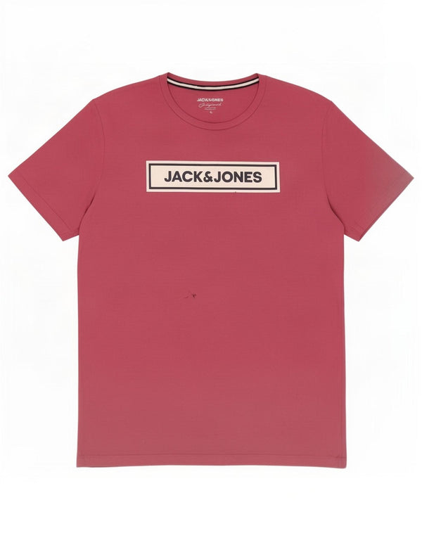 Męski T-shirt z grafiką Jack & Jones, XL, różowy, bawełniany