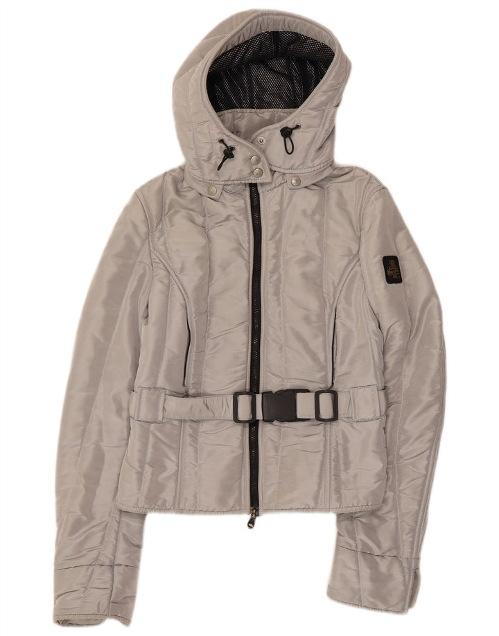 REFRIGIWEAR Damska kurtka bomberka z kapturem Cruz UK 14, duża, srebrna, poliester