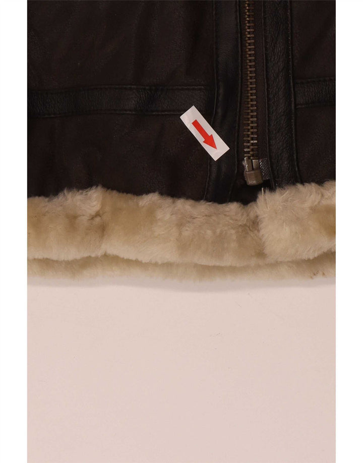 Kurtka damska Conbipel Shearling UK 16, duża brązowa skóra