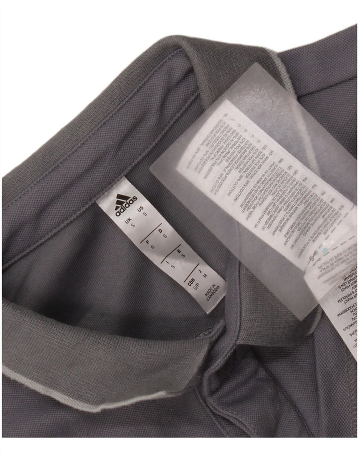 Męska koszulka polo Adidas Climalite, mała, szara, bawełniana z blokami kolorów