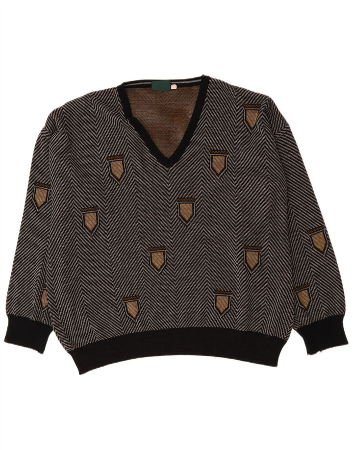 Męski sweterek Bentley z dekoltem w kształcie litery V, 3XL, szary Chevron