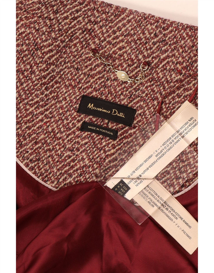 Płaszcz damski Massimo Dutti UK 14, średni czerwony, wiskoza w jodełkę