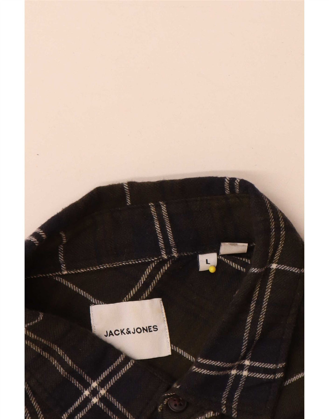 Męska koszula flanelowa Jack & Jones, duża, bawełniana w kratę khaki