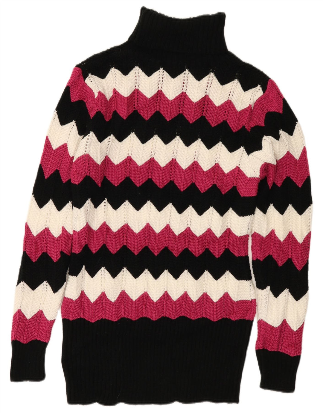 Sweter damski VINTAGE z wywijanym dekoltem UK 16, duży, wielokolorowy jodełka