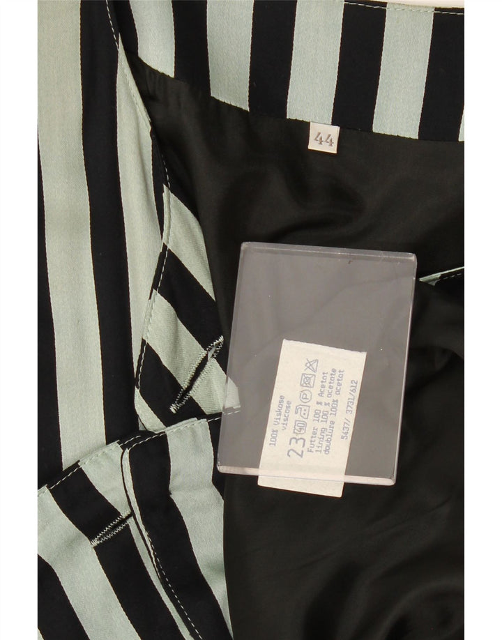 Damska bluzka koszulowa w stylu vintage EU 44 XL, wiskoza w zielone paski