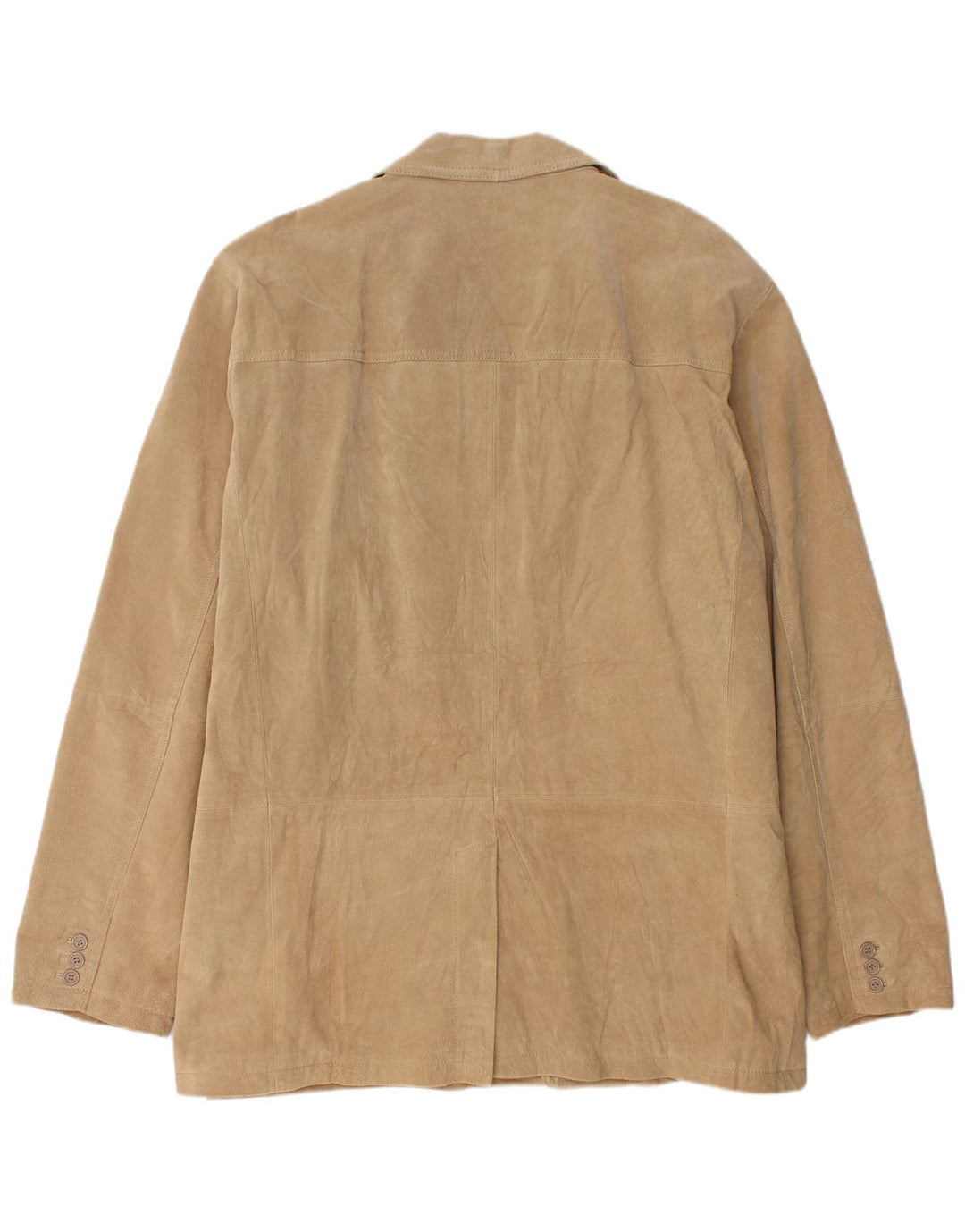 Vintage męska zamszowa marynarka zapinana na 2 guziki UK 46 3XL beżowa skóra