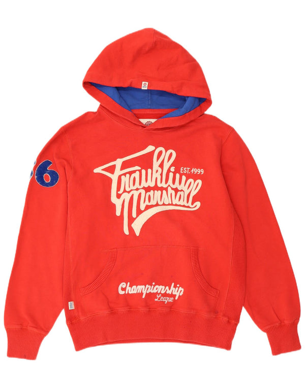 FRANKLIN MARSHALL Womens Varsity Graphic Hoodie Jumper UK 18 XL Red Cotton