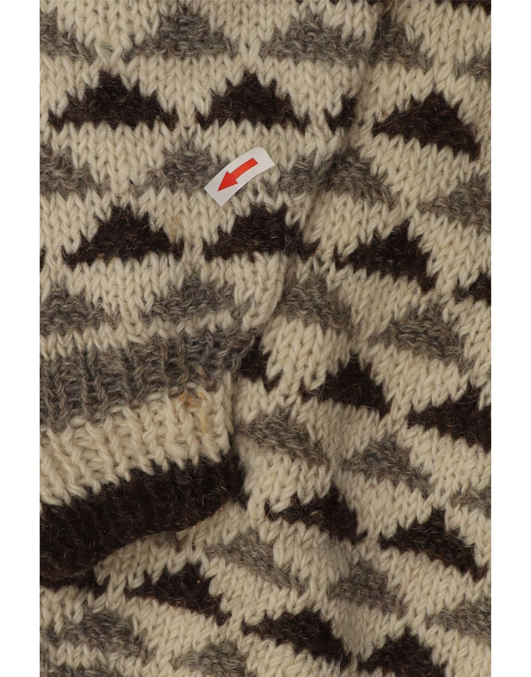 Vintage męski sweter z okrągłym dekoltem, średni, złamany biały geometryczny