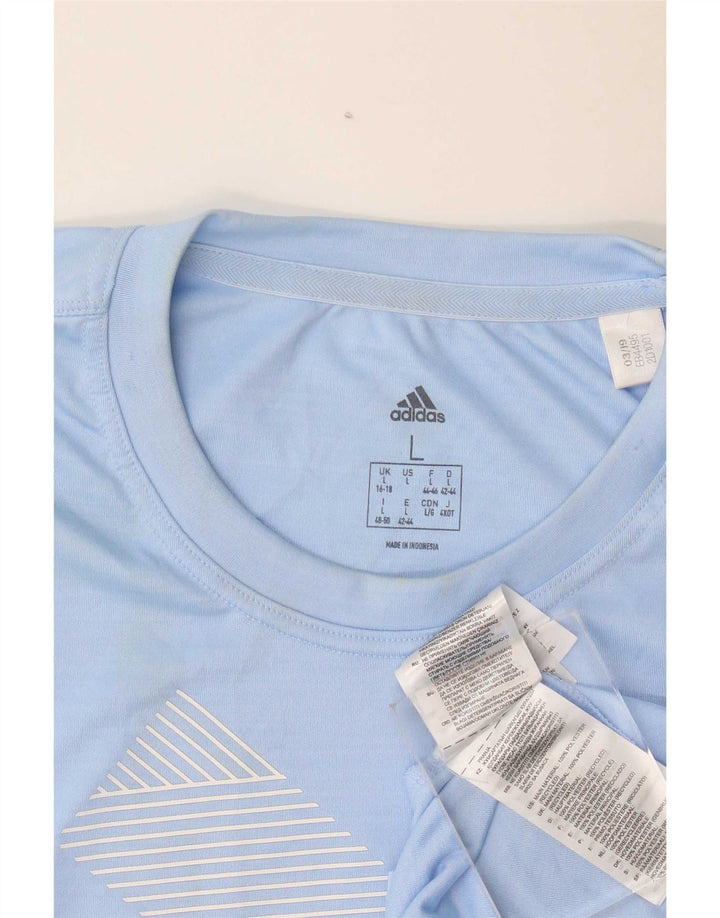 Damska koszulka z grafiką Adidas Top UK 16/18 Duży niebieski poliester