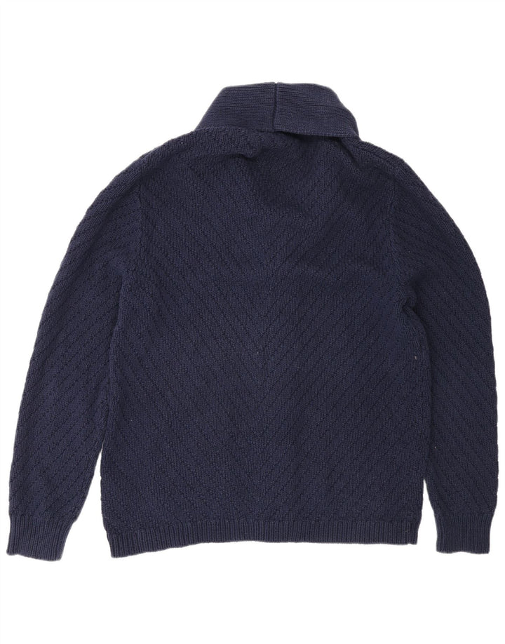 J. Crew Męski sweter rozpinany, duży, granatowy, bawełniany