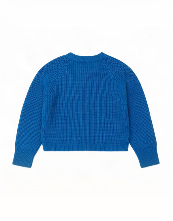 Sweter damski Zara z okrągłym dekoltem i okrągłym dekoltem UK 10, mały, niebieski akryl