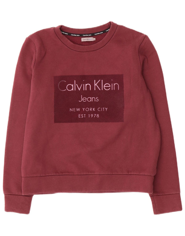 Damska bluza z grafiką Calvin Klein Jeans, UK 14, średni burgund