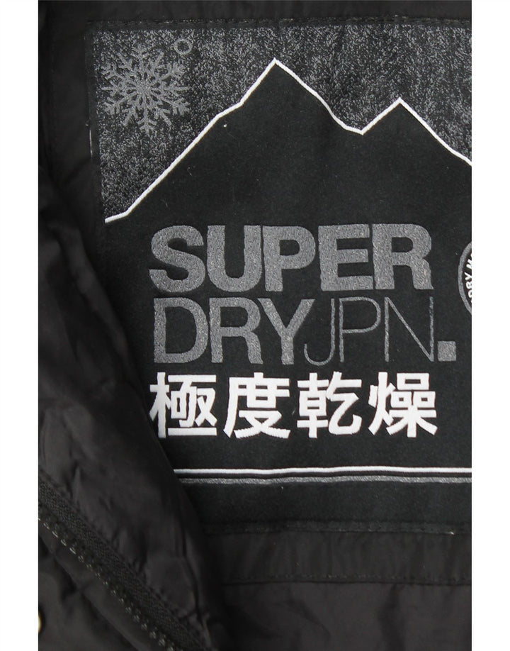 Damska ocieplana kurtka z kapturem Superdry UK 14, średni czarny poliester
