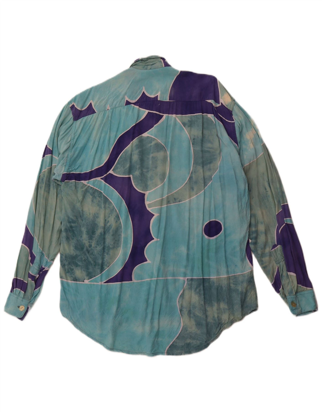 Męska koszula VINTAGE w abstrakcyjny wzór XL, niebieski sztuczny jedwab