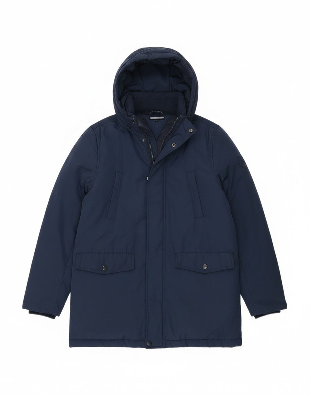 Chłopięcy, ocieplany płaszcz z kapturem Tommy Hilfiger 13-14 lat, granatowy, poliester