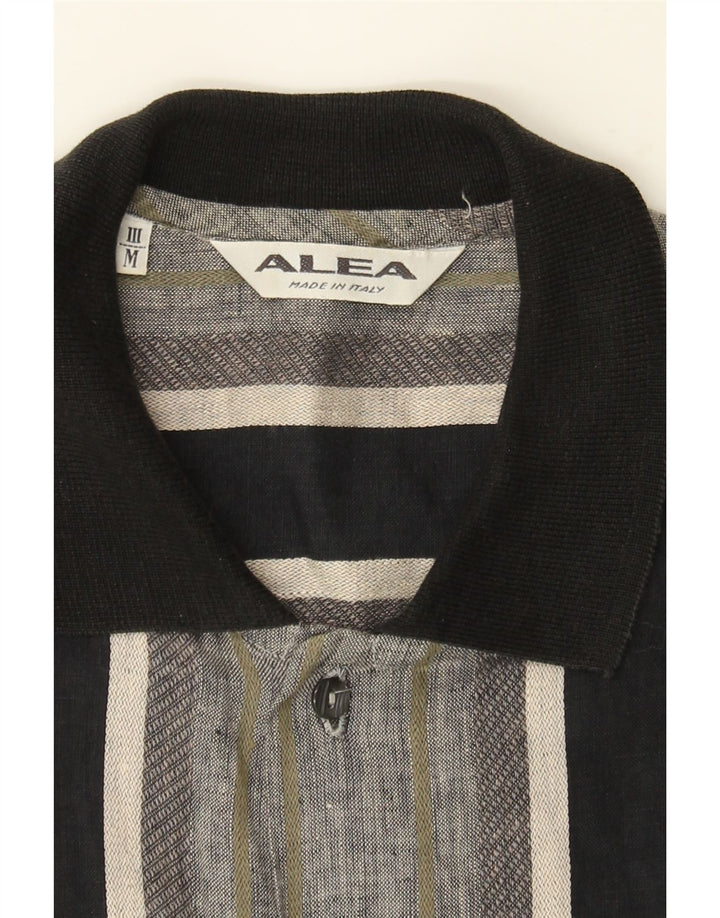 ALEA Mens Short Sleeve Shirt Medium Grey Striped Linen Vintage Alea and Second-Hand Alea from Messina Hembry 