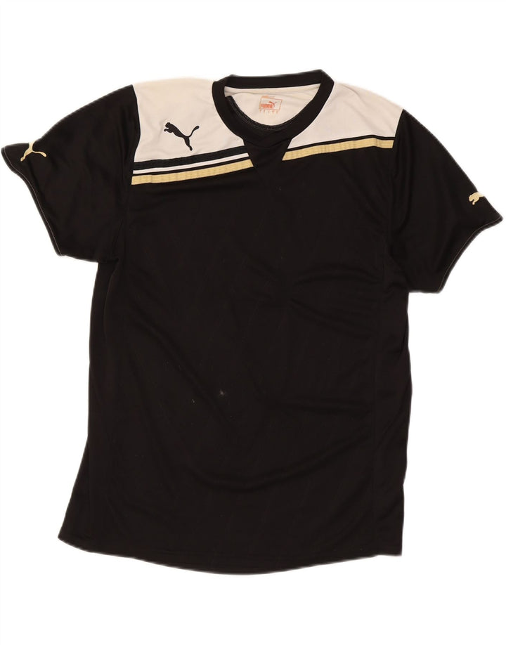 PUMA Mens T-Shirt Top Medium Black Colourblock Vintage Puma and Second-Hand Puma from Messina Hembry 